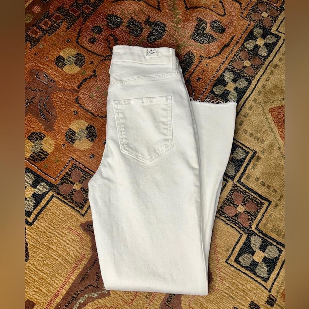 Frank & Eileen Killian White Crop Flare Raw Hem High Rise Stretch sz 26 - Picture 3 of 10